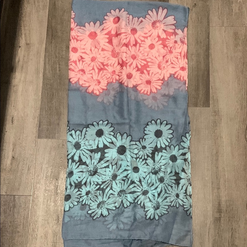 Floral Pink and Blue Scarf
